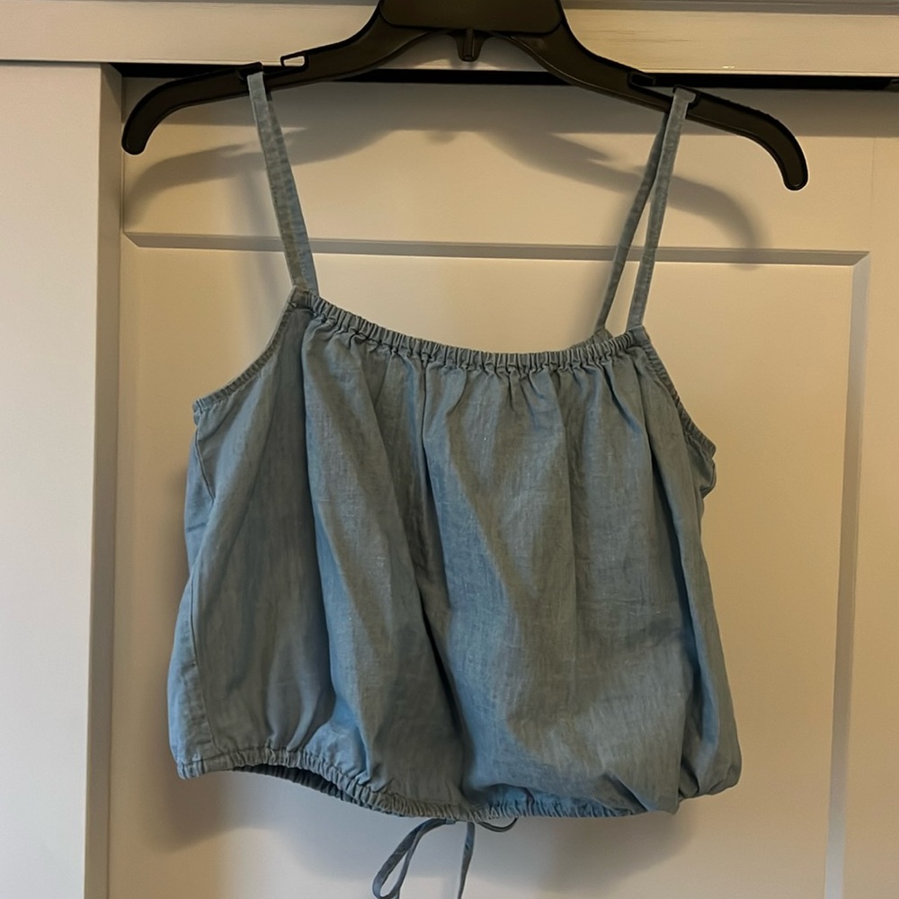 Madewell Chambray Cropped Tank Top
